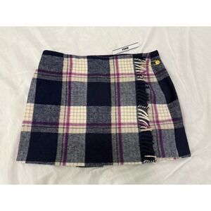 NWT Pink by Victoria Secret Wool Blend Mini Skirt Plaid Blue Purple Size S